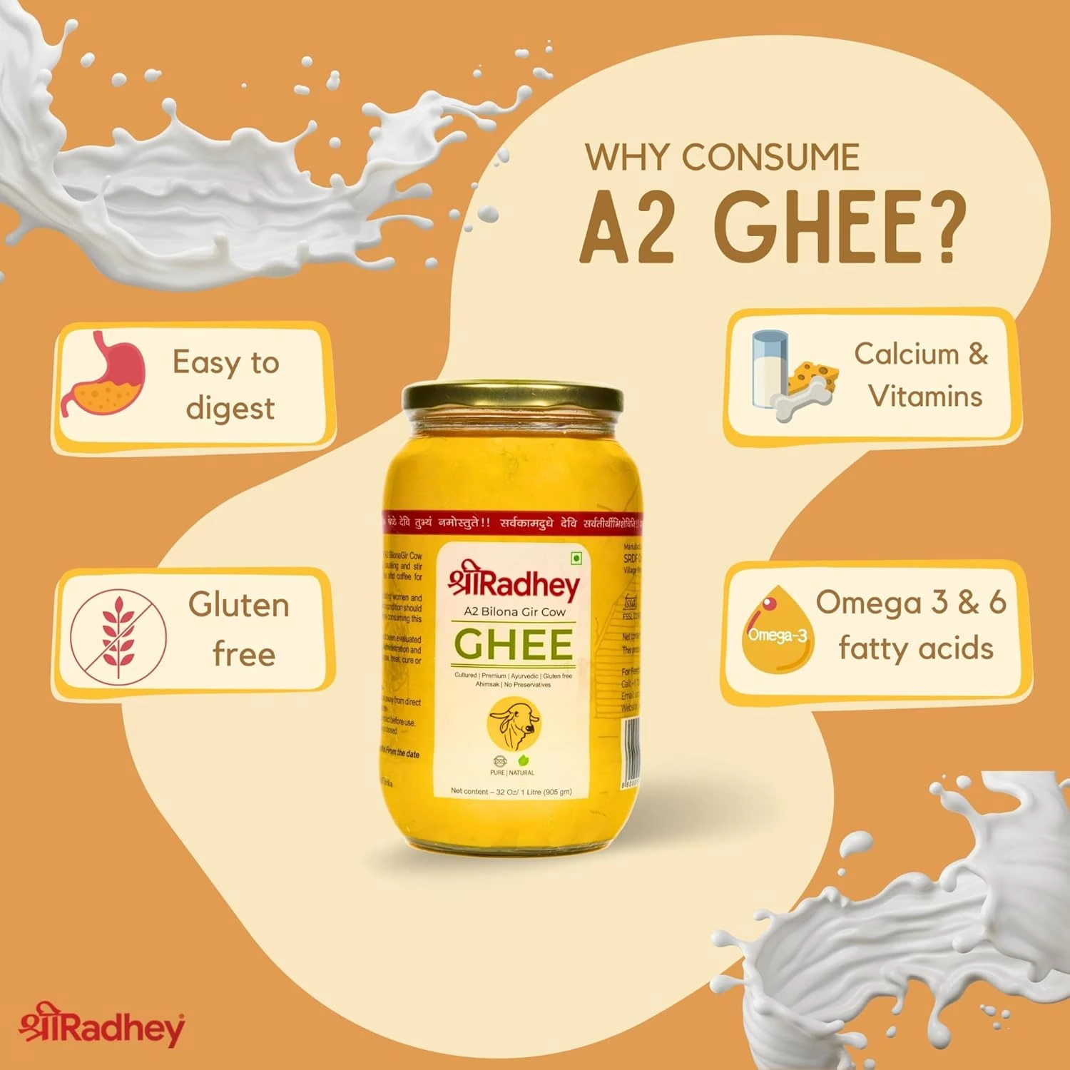 Shreeradhey A2 Bilona Gir Cow Ghee, 1000 ml-3.webp